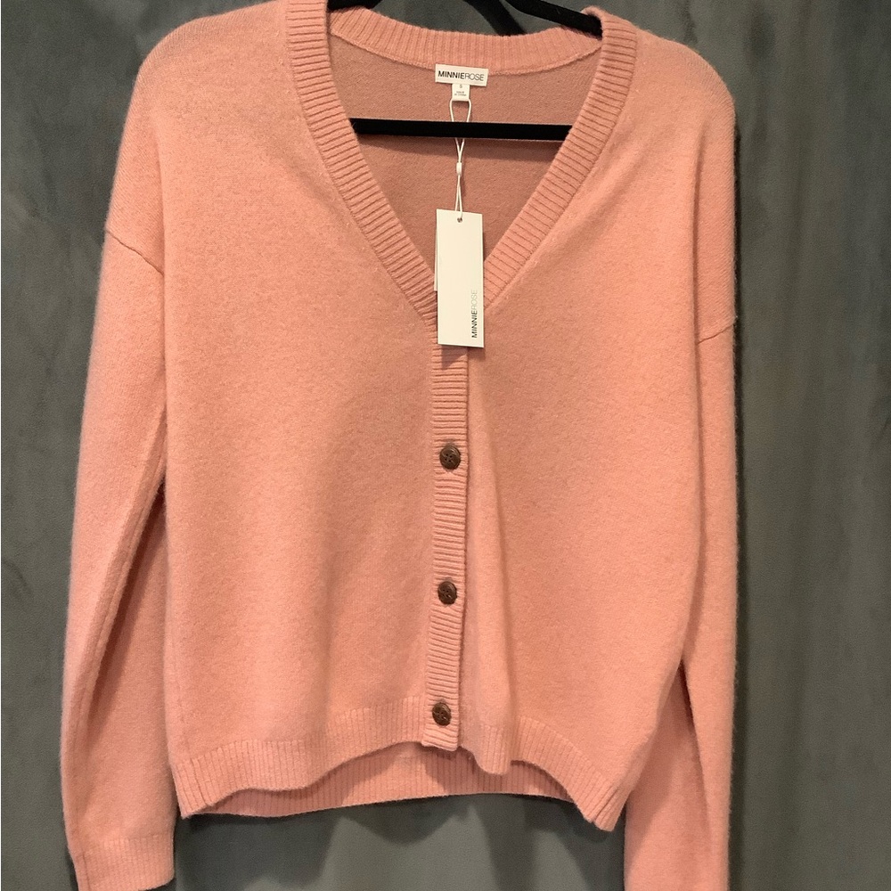 Minnie Rose cashmere v-neck cardigan size small